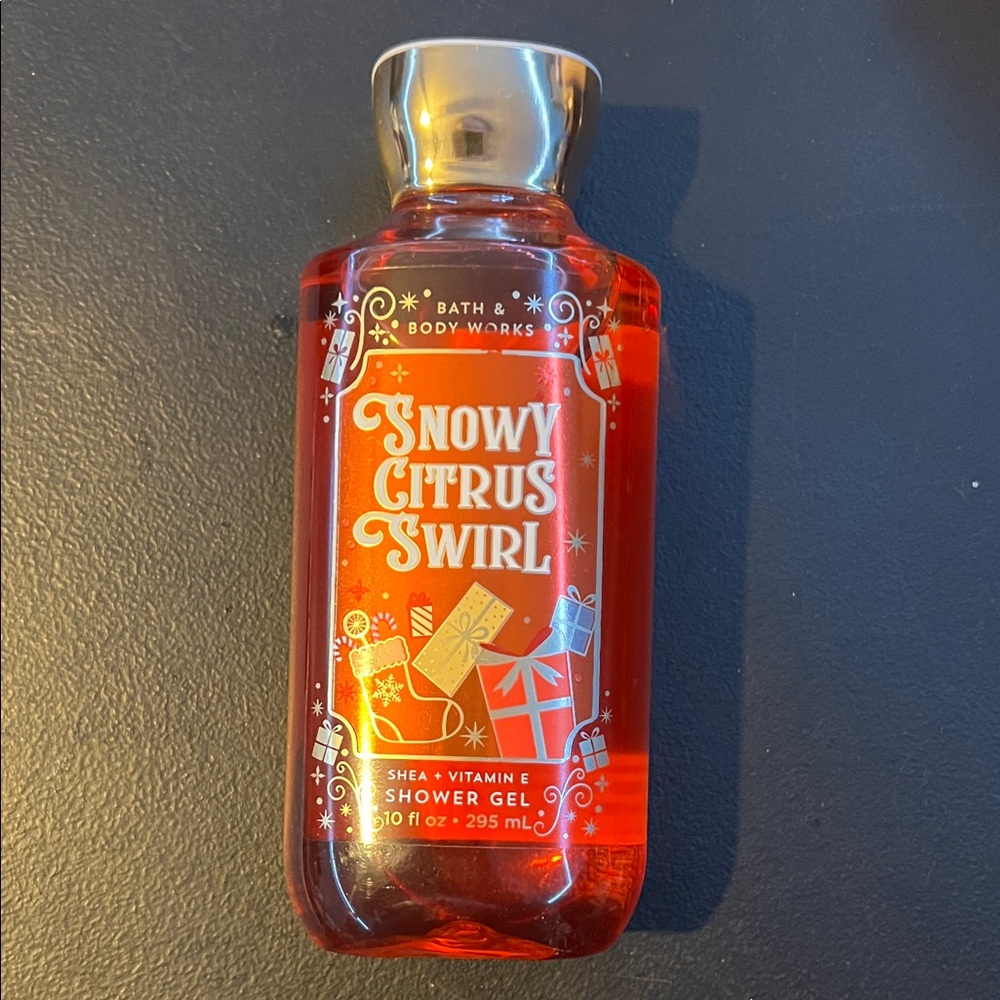Bath & Body Works Snowy Citrus Swirl Shower Gel - Red and Silver